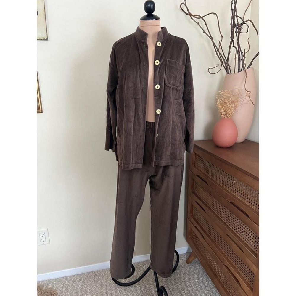 Vintage SK‎ Sport Brown Velour Two Piece Lounge Set